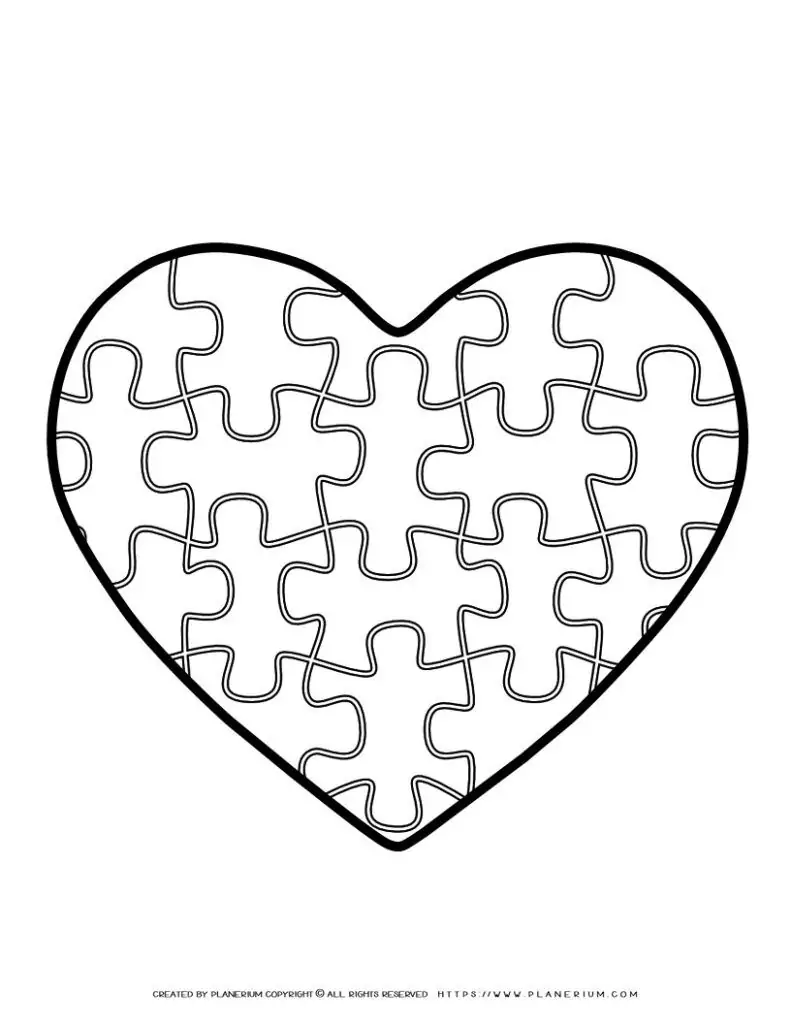 free heart puzzle template for kids' crafts & learning